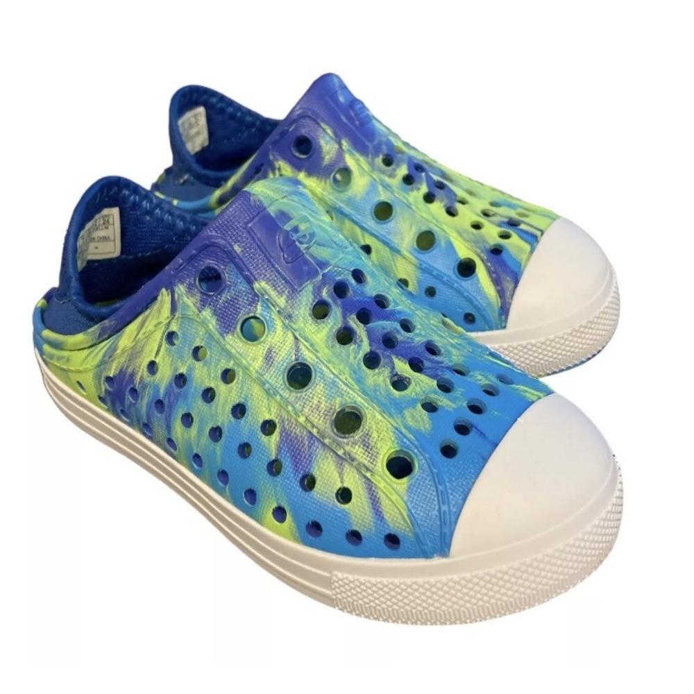 Skechers Toddler Boys Foamies Guzman Steps Slip On Shoes Blue Lime 6 17116NS